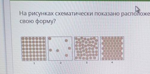 На рисунках схематически показано расположение молекул в различных телах. какие из этих тел не сохра