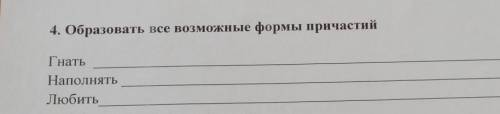 Образовать все возможные формы причастий Гнать-Наполнять-Любить-