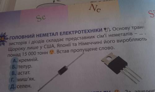 Основу транзисторів і діодів складає представник сім'ї неметалів - ...