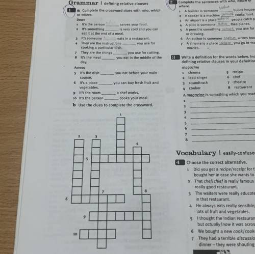 НУЖЕН ОТВЕТ a: Complete the crossword clues with who which or where b) Use the clues to complete