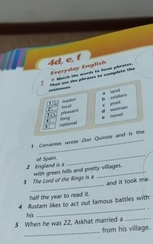 ed, e, f Everyday English match the word to form phrases Then are the phrases to complete the senten