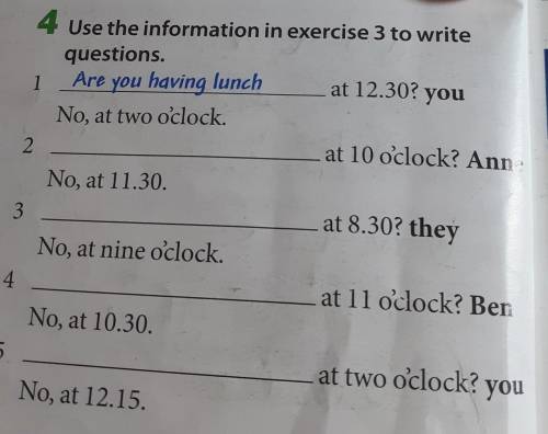 Use the information in excercise 3 to write questions