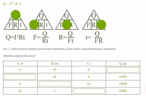 Используй информацию и заполни таблицу! Количество теплоты, выделяемое проводником с током, равно пр