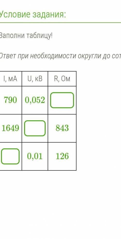 Заполни таблицу! ответ при необходимости округлить до сотых быстрей!
