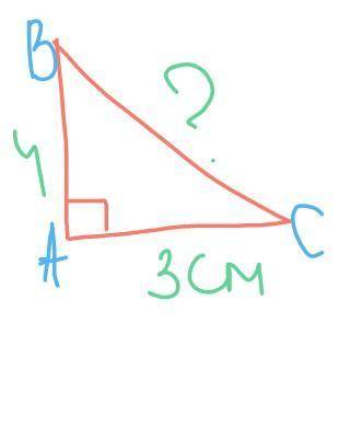 На рисунке. треугольник АБС прямоугольный. Аб-4 смАс- 3смнайти гипотенузу бс