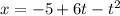 x = - 5 + 6t - t ^{2}