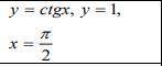 Вычислить площадь фигуры, ограниченной данными линиями. y=ctgx, y=1, x=π/2 , решить, а то я не совсе