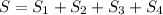 \displaystyle S=S_{1}+S_{2}+S_{3}+S_{4}