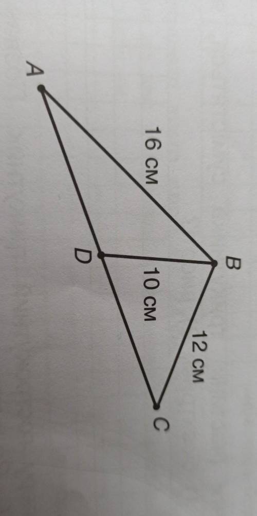 У трикутнику ABC сторони BC, AB та AC дорівнюють 12 см, 16 см та 20 см відповідно, довжина медіани B