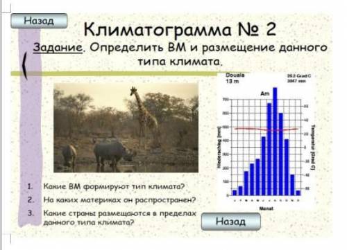 1)какие ВМ формируют тип климата? 2) на каких материках он распространён?3) Какие стороны размещаетс