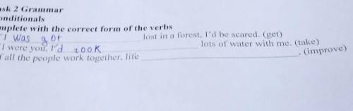 Task 2 Grammar Conditionals Complete with the correct form of the verbs 8. IT lost in a forest, I'd