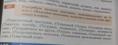 упр 287 пятый класс первая часть русский язык нужно вставить в приставку оканчивающиеся на з или с и