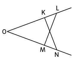 На рисунке OKN = OML = 90°, а OK = OM. Докажите, что OL = ON.