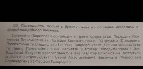 Перепишiть, поданi в дужках iмена по батьковi ставлячи в формi потрiбного вiдмiнка.