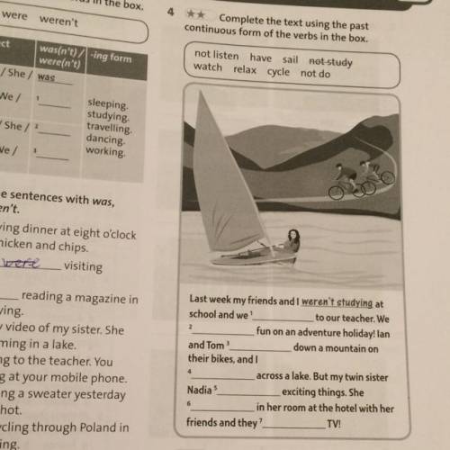 Complete the text using the past countinuous form of the verbs in the box