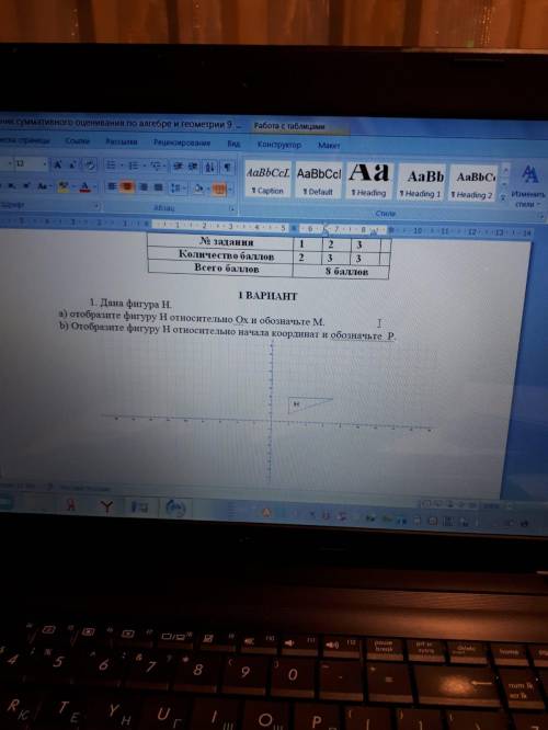 Дана фигура H. А)отоброзите фигуру H относително Ox и обозначьте M Б)на фото