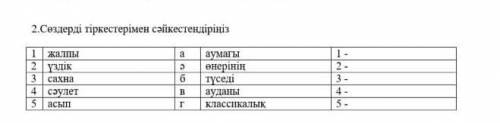 2.Сөздерді тіркестерімен сәйкестендіріңіз