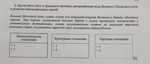 Прочитайте текст и приведите примеры раскрывающую роль великого шёлкового пути в развитие международ