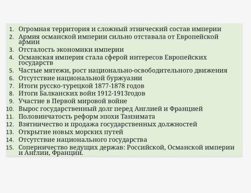 Распределите причины распада Османской империи на внутренние и внешние