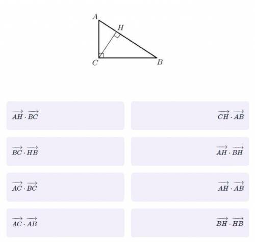 В прямоугольном треугольнике ABC из вершины прямого угла C проведена высота CH. Сопоставьте между со