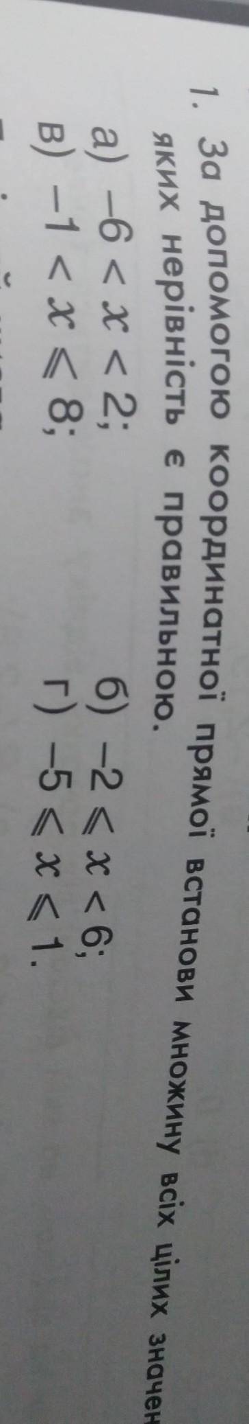 за до координатної прямої встанови множину всіх цілих значень x за яких нерівність є правильною