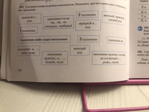 162. Составьте схему изданных компонентов. Объясните, для чего нужно уметь определять Тип склонения