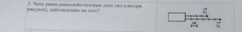 3. Чему равна равнодействующая двух сил (смотри рисунок), действующих на тело