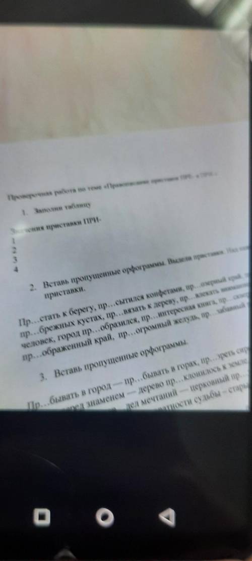 Проверочная работа по теме «Правописание приставок. ПРИ ТІР 1. Заполни таблицу Значення приставки ПР