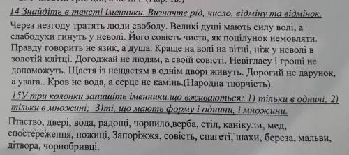 Найдіть в тексті іменники визначте рід число відміну та відмінок і 15 будьласка