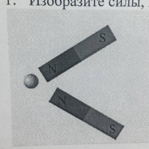 Изобразите силы которыми магниты действуют на железный шарик