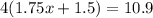 4(1.75x+1.5)=10.9