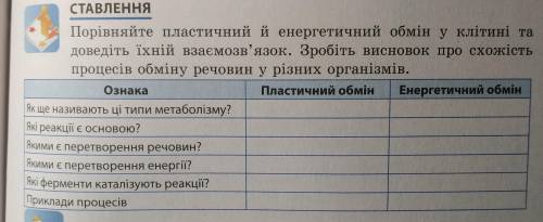 биология сравнить пластический и энергетический обмен