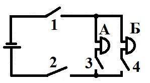1) При замыкании ключа 2 звонок А ... не звонит. звонит. 2) При замыкании ключа 1 и размыкании ключа