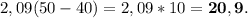 2,09(50-40)=2,09*10=\bf20,9.