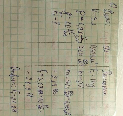 1.чему равна сила тяжести действующая на 3 л бензина? 2.сила 0,014 кH сжимает стальную пружину на 2,