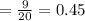 = \frac{9}{20} = 0.45