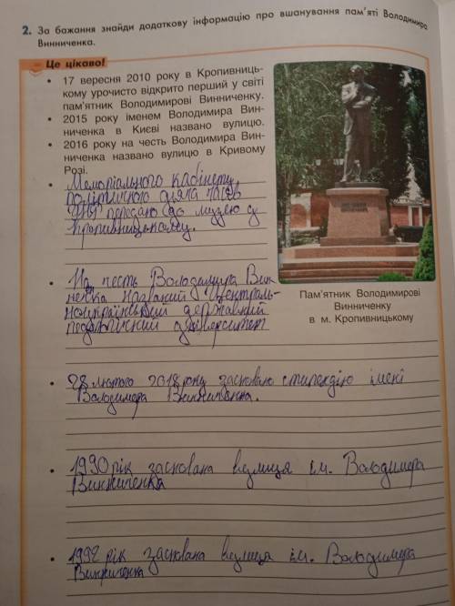 2. За бажання знайди додаткову інформацію про вшанування пам'яті Володимира Винниченка