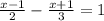 \frac{x - 1}{2} - \frac{x + 1}{3} = 1