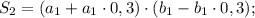 S_{2}=(a_{1}+a_{1} \cdot 0,3) \cdot (b_{1}-b_{1} \cdot 0,3);