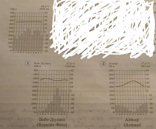 Вызначте тип(-и) клімату в місті(-ах) Африки за до кліматодіаграм(за зразком) Робота може виконувати