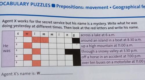 S W n 1 1 Agent X works for the secret service but his name is a mystery. Write what he was doing ye