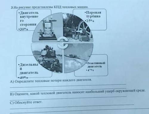 На рисунке представлены КПД тепловых машин ответьте полным ответом,на все вопросы этого задания