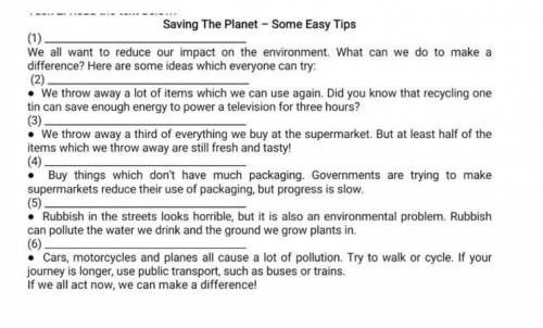 Match paragraphs 1–6 with headings a–g. There is one heading you don’t need. A Reducing food waste B