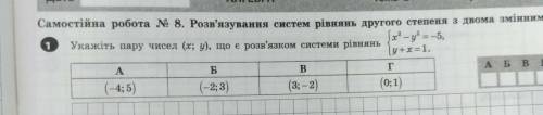 Розв'язання систем рівнянь другого степеня з двома змінними