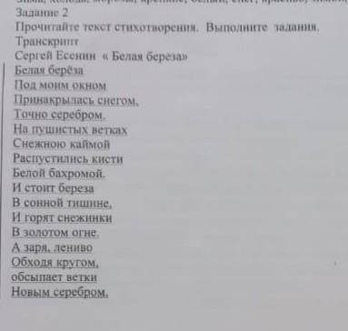 1. Какова тема стихотворения «Белая береза» А) тема зимы в) о берёзе С) тема погоды D) тема природы