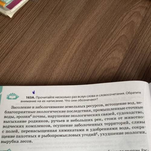 163А. Прочитайте несколько раз вслух слова и словосочетания. Обратите внимание на их написание. Что