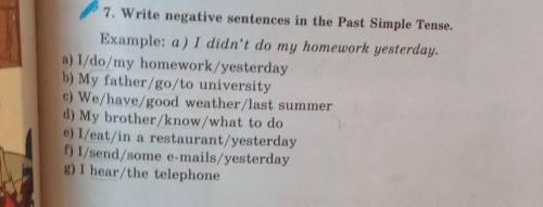 Write negative sentences in the past Simple Tense