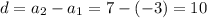 d=a_2-a_1=7-(-3)=10