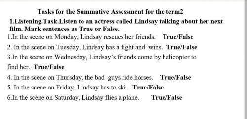 Tasks for the Summative Assessment for the term2 1.Listening.Task.Listen to an actress called Lindsa