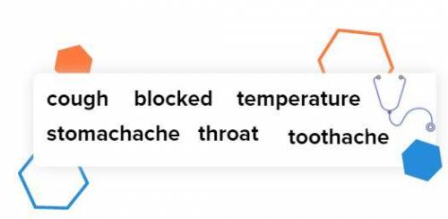 Fill in the gaps with the correct words from the box. 1) He speaks very funny with his ___ nose. 2)